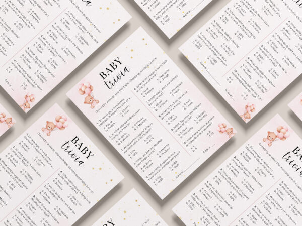 Baby Shower Games - Pink Bear Theme